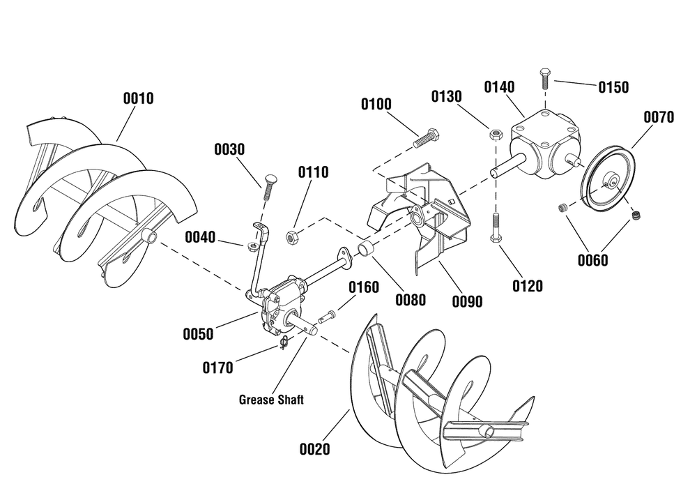 Auger Drive Group Diagram and Parts List for 1695360  Briggs and Stratton Snow Blower